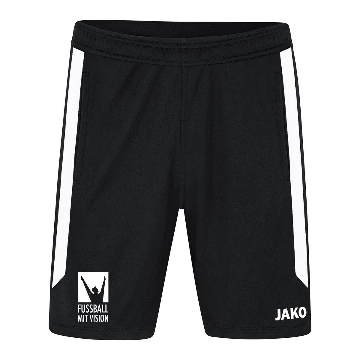 JAKO Short Power schwarz/weiß (inkl. Bedruckung) - Fussball mit Vision