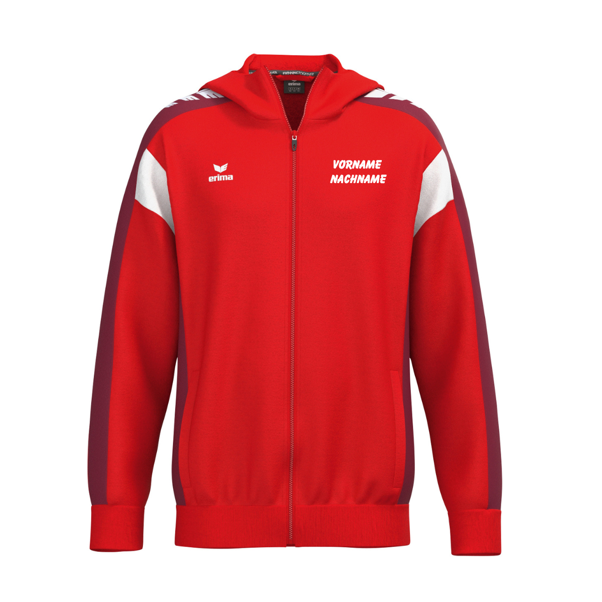 Erima CELEBRATE 125 Kapuzenjacke rot/weiß (inkl. Bedruckung) - SV Rosenfeld Tischtennis