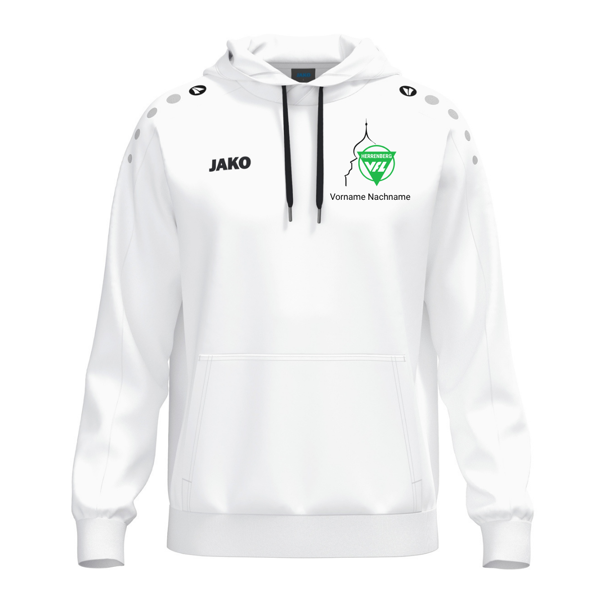 JAKO Kapuzenhoodie One Cotton Weiß (inkl. Bedruckung) - VfL Herrenberg Turnen