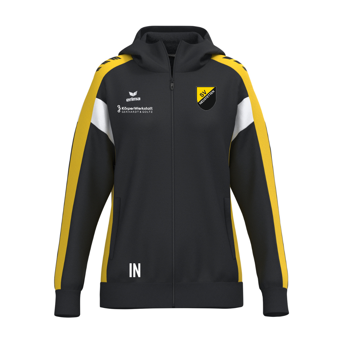 Erima Celebrate 125 Jacke mit Kapuze schwarz/gelb(inkl. Bedruckung) - TA Neustetten