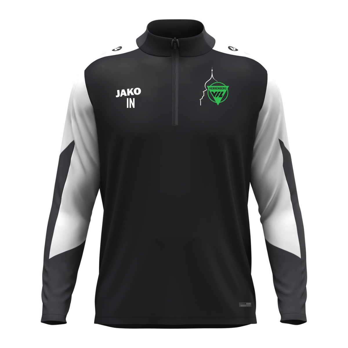 JAKO ZipTop Dynamic schwarz/weiß (inkl. Bedruckung) VfL Herrenberg