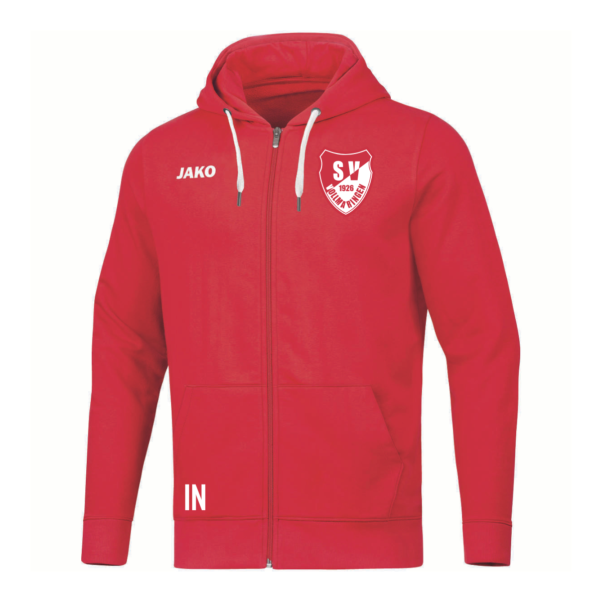 JAKO Kapuzenjacke Base rot (inkl. Bedruckung) - SV Vollmaringen