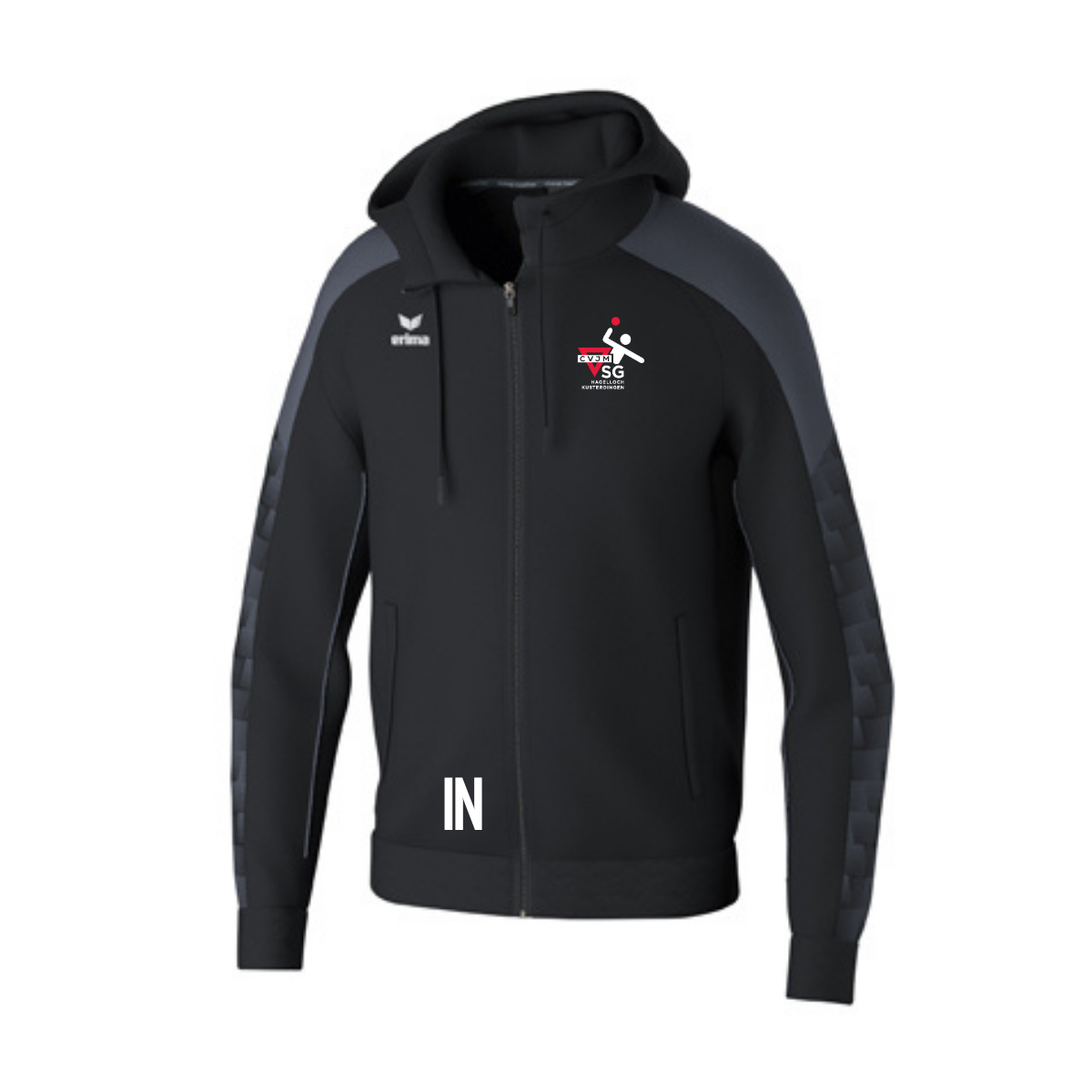 ERIMA EVO STAR Trainingsjacke mit Kapuze schwarz/slate grey (inkl. Bedruckung) - CVJM SG Hagelloch/Kusterdingen