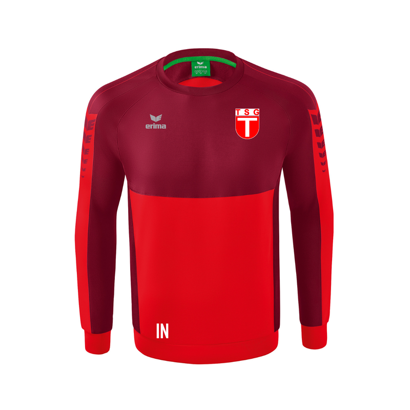 Erima Six Wings Sweatshirt rot / bordeaux (inkl. Bedruckung) - TSG Tübingen