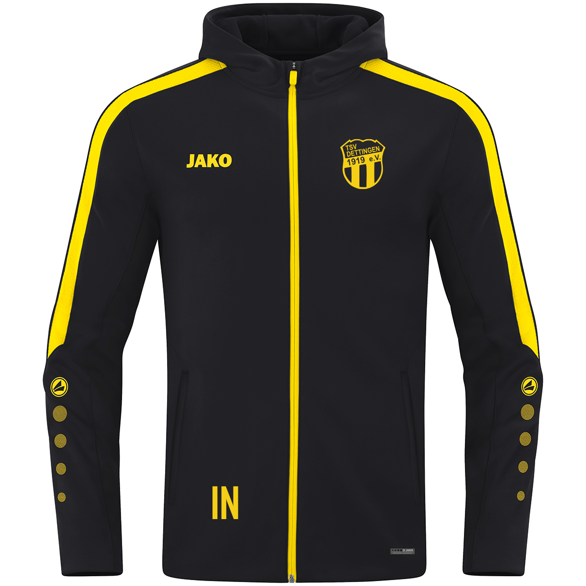 JAKO Kapuzenjacke Power schwarz/citro (inkl. Bedruckung) - TSV Dettingen