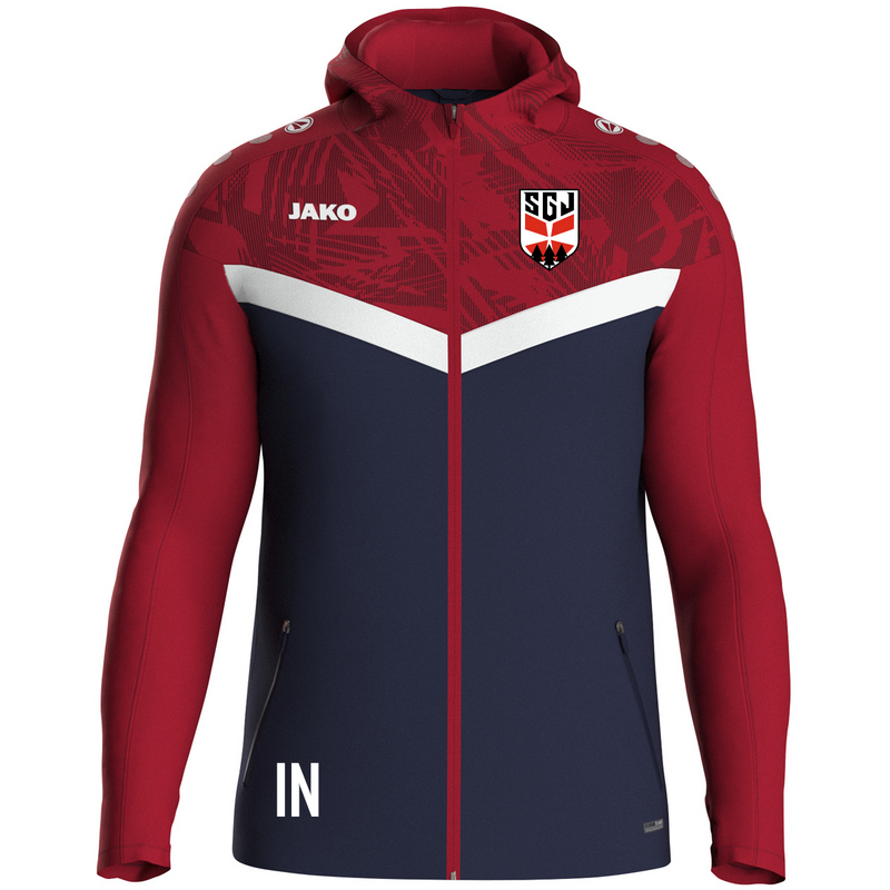 JAKO Kapuzenjacke Iconic marine/chili rot (inkl. Bedruckung) - SG Jettingen