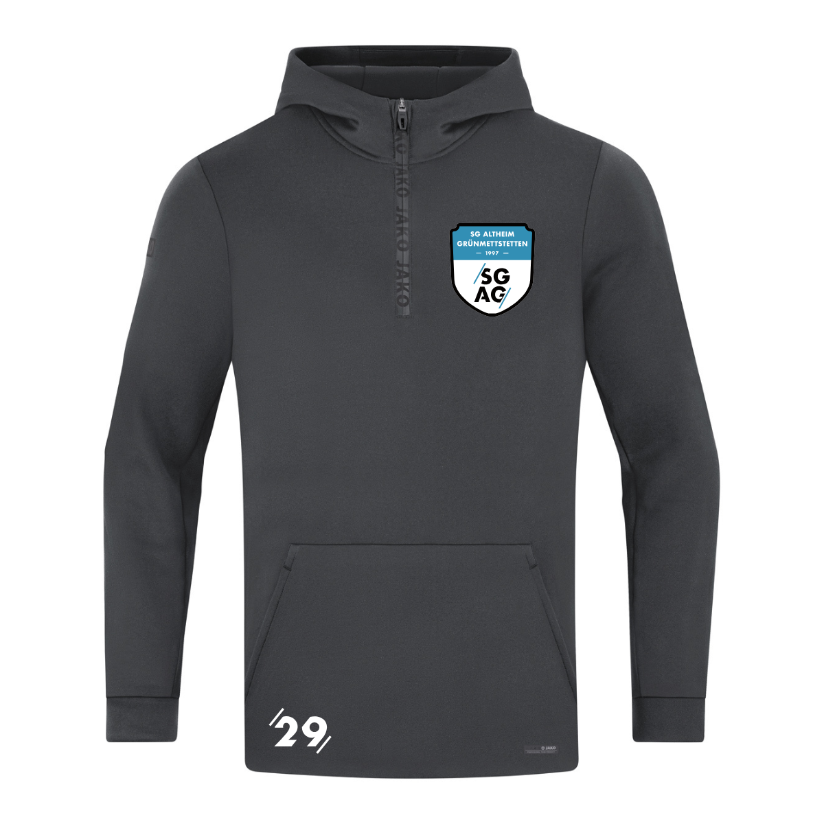JAKO Zip Hoodie Pro Casual ashgrey (inkl. Bedruckung) - SG Altheim/Grünmettstetten