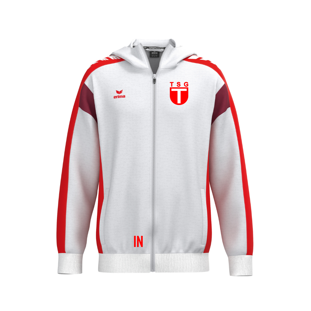 Erima Celebrate 125 Jacke mit Kapuze weiß/rot (inkl. Bedruckung) - TSG Tübingen