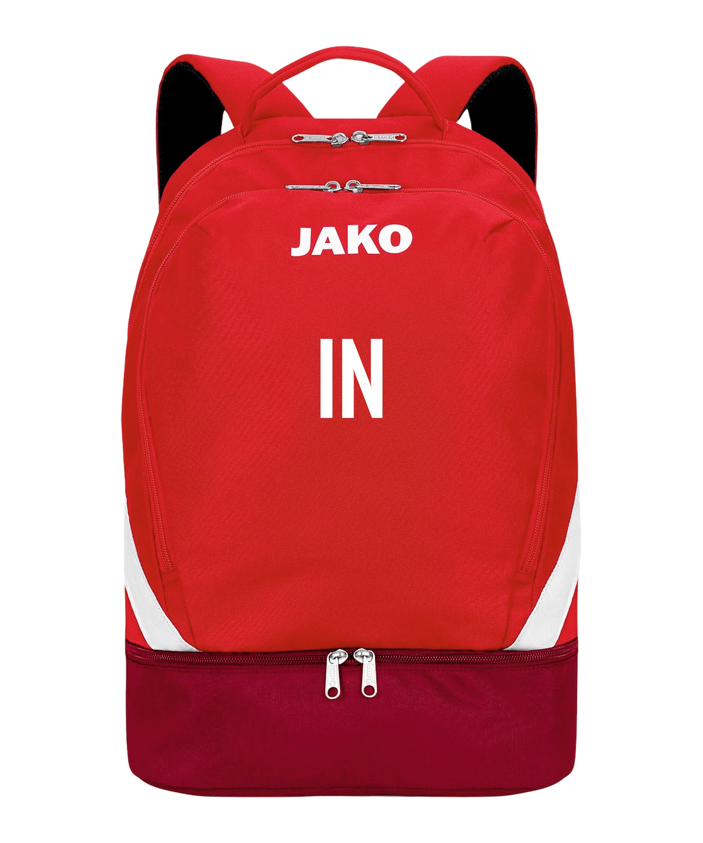 JAKO Rucksack Iconic (inkl. Bedruckung) rot/weinrot - Nur Initialen