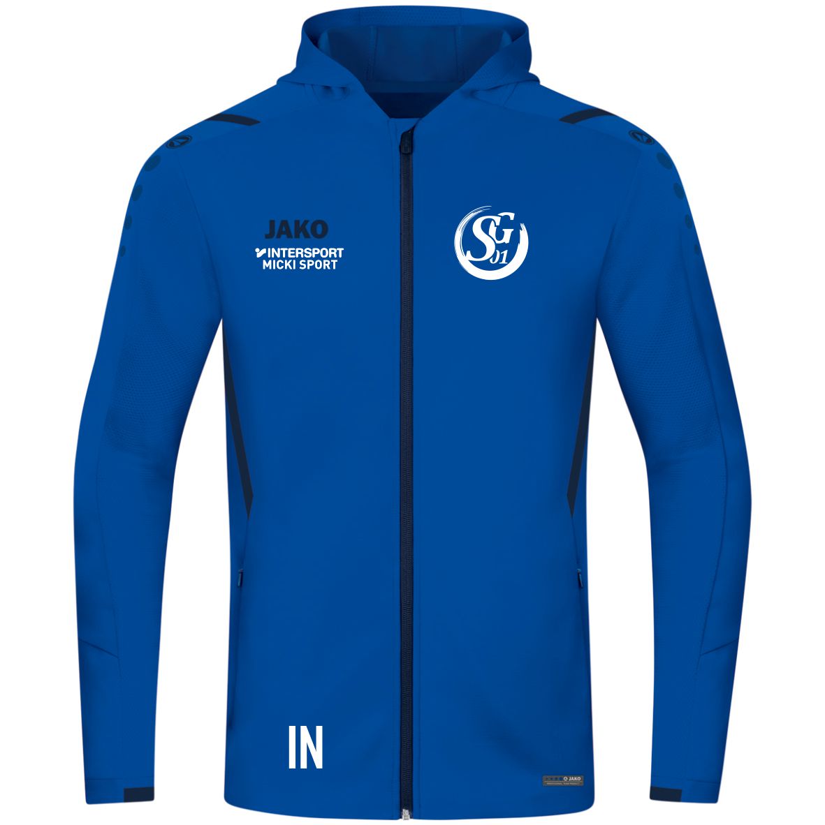 JAKO Trainingsjacke mit Kapuze CHALLENGE (inkl. Bedruckung) - Blau - SG01