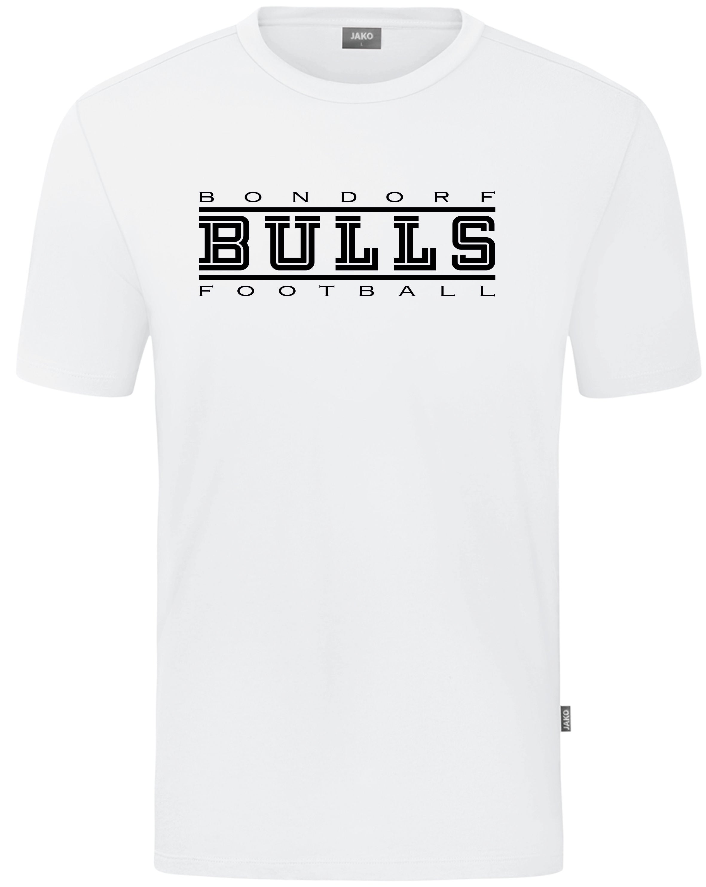 JAKO Fan-T-Shirt (inkl. Bedruckung) - Weiss/Schwarz - Bulls Bondorf